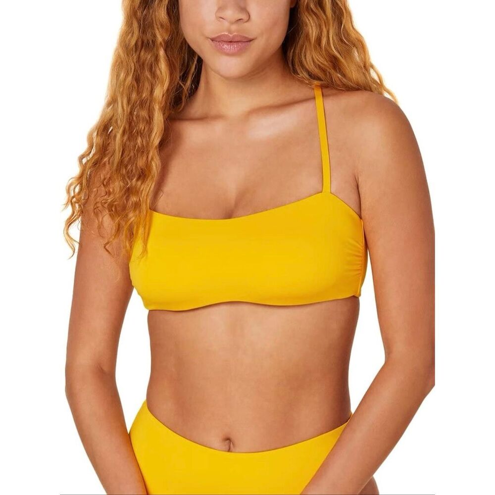 Andie Swim The Newport Bikini Bathing Suit Top, Canary Yellow Size L NWT